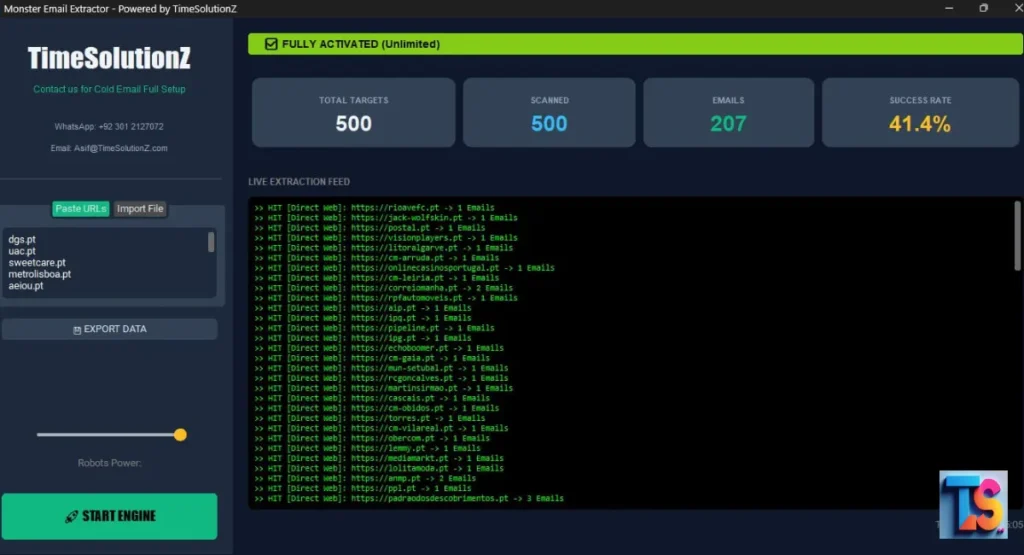Monster Email Extractor: Deep Web Crawling for Massive Domain Lists